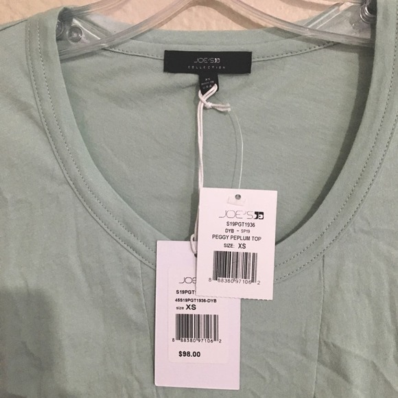 NWT Joe's Jeans Peggy Peplum Ruffled Hem T-shirt - Dusty Blue - XS - Picture 5 of 5